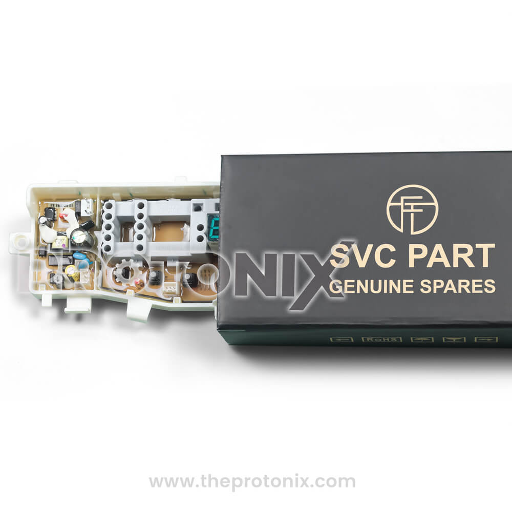 Samsung top-load 13-button PCB original inside box with label and protective packing