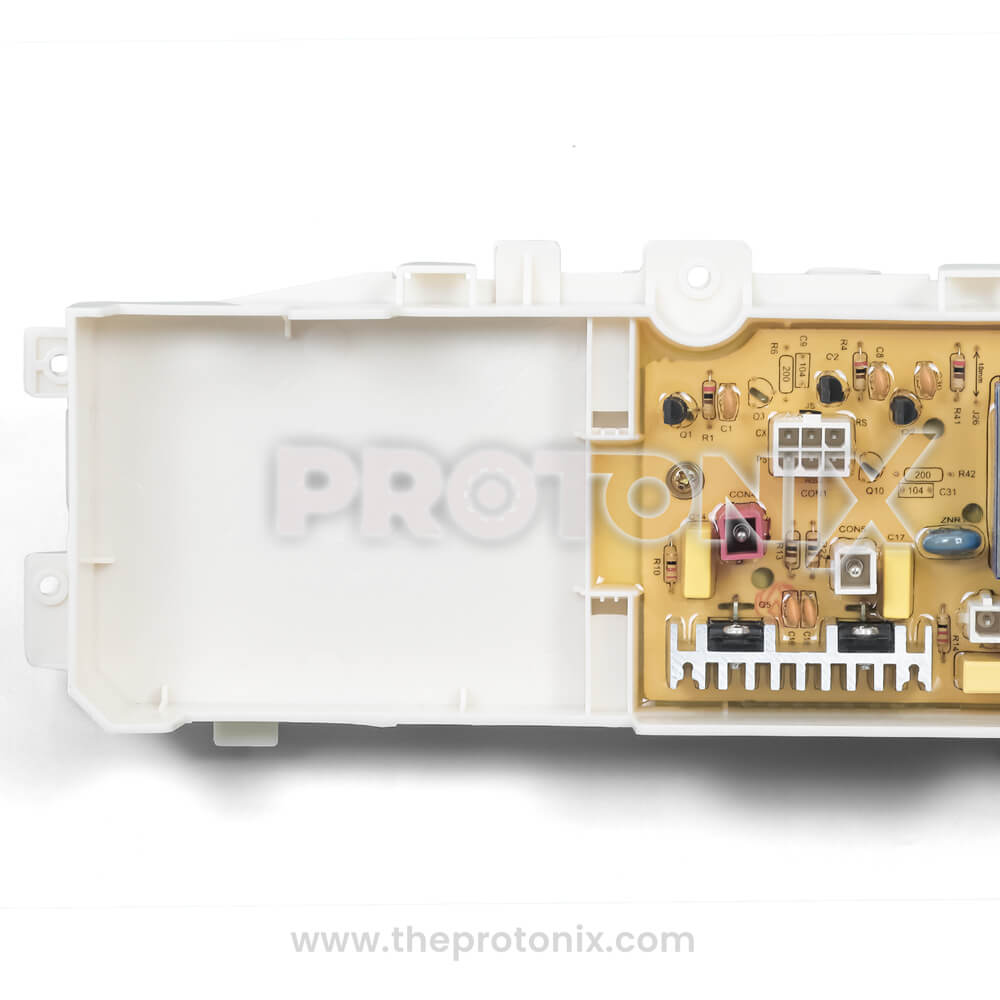 Samsung top-load 13-button PCB DC92-00751B placed on white background showing clean front layout