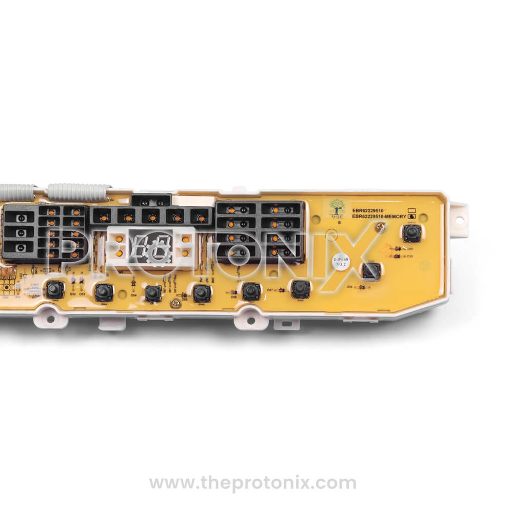 LG top-load 8-button PCB EBR62229510 showing push buttons