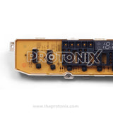 Close-up front button view of LG top-load 11-button PCB EBR80600403 with black push buttons and display