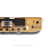 Half close-up of LG top-load 10-button PCB (LG801MEMORY) black socket ports