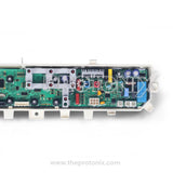 Samsung top-load 7-button PCB (DC41-00272A) showing control buttons, green circuit board, and electronic components