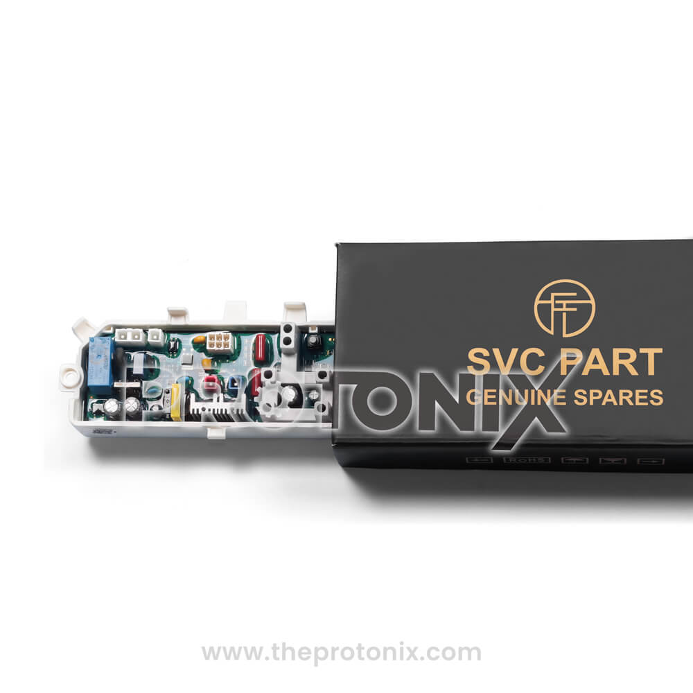 Samsung top-load 7-button PCB (DC41-00272A) inside protective box for safe handling and storage