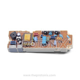 Back view of LG top-load 4-button PCB (EBR30138003) showing brown board and soldering joints
