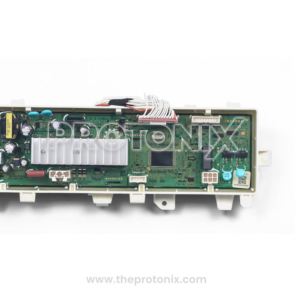 Samsung inverter top-load 11-button PCB showing green board and strong build