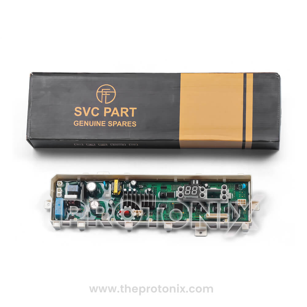 Samsung inverter top-load 6-button PCB with protective box packaging