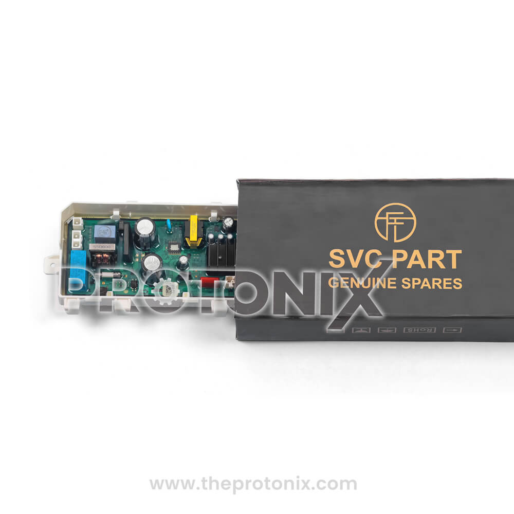 Samsung inverter top-load 6-button PCB inside box for safe handling and storage