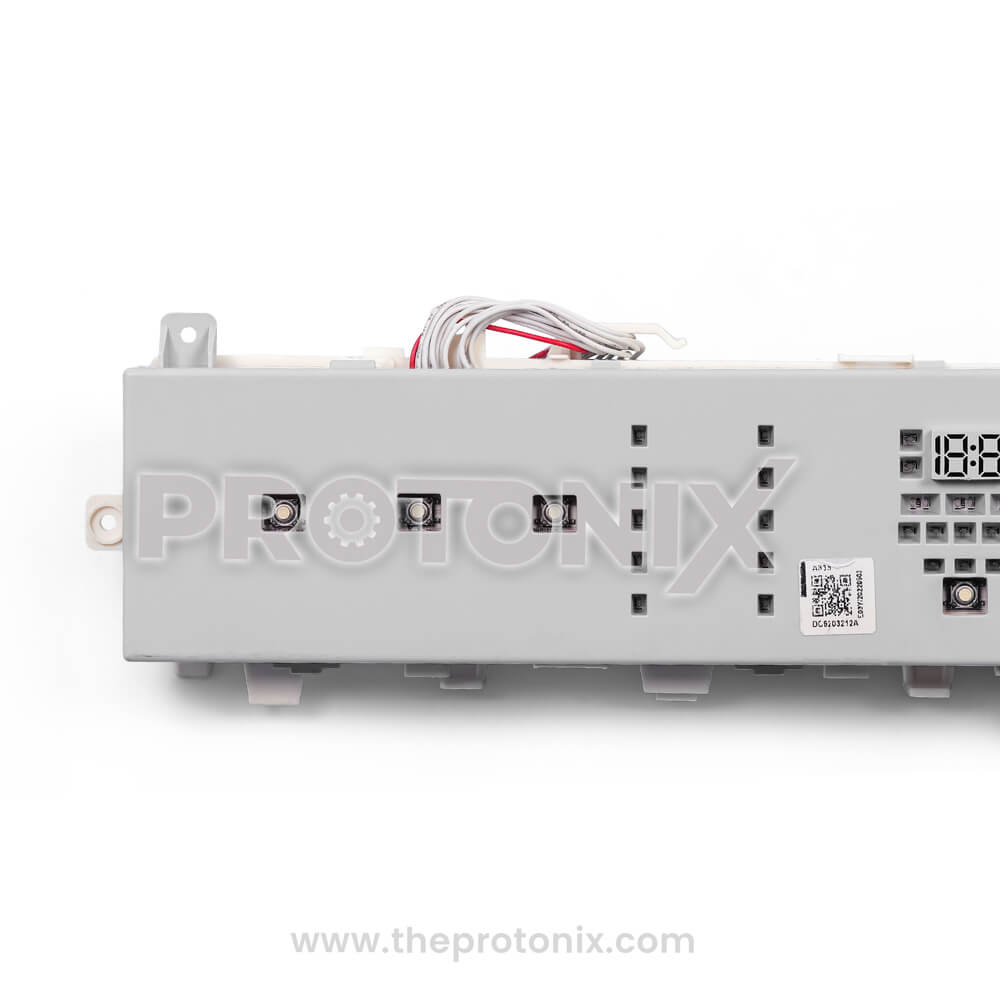 Back view of Samsung inverter top-load 12-button PCB (2-relay type-1) PCB with solid cover panel