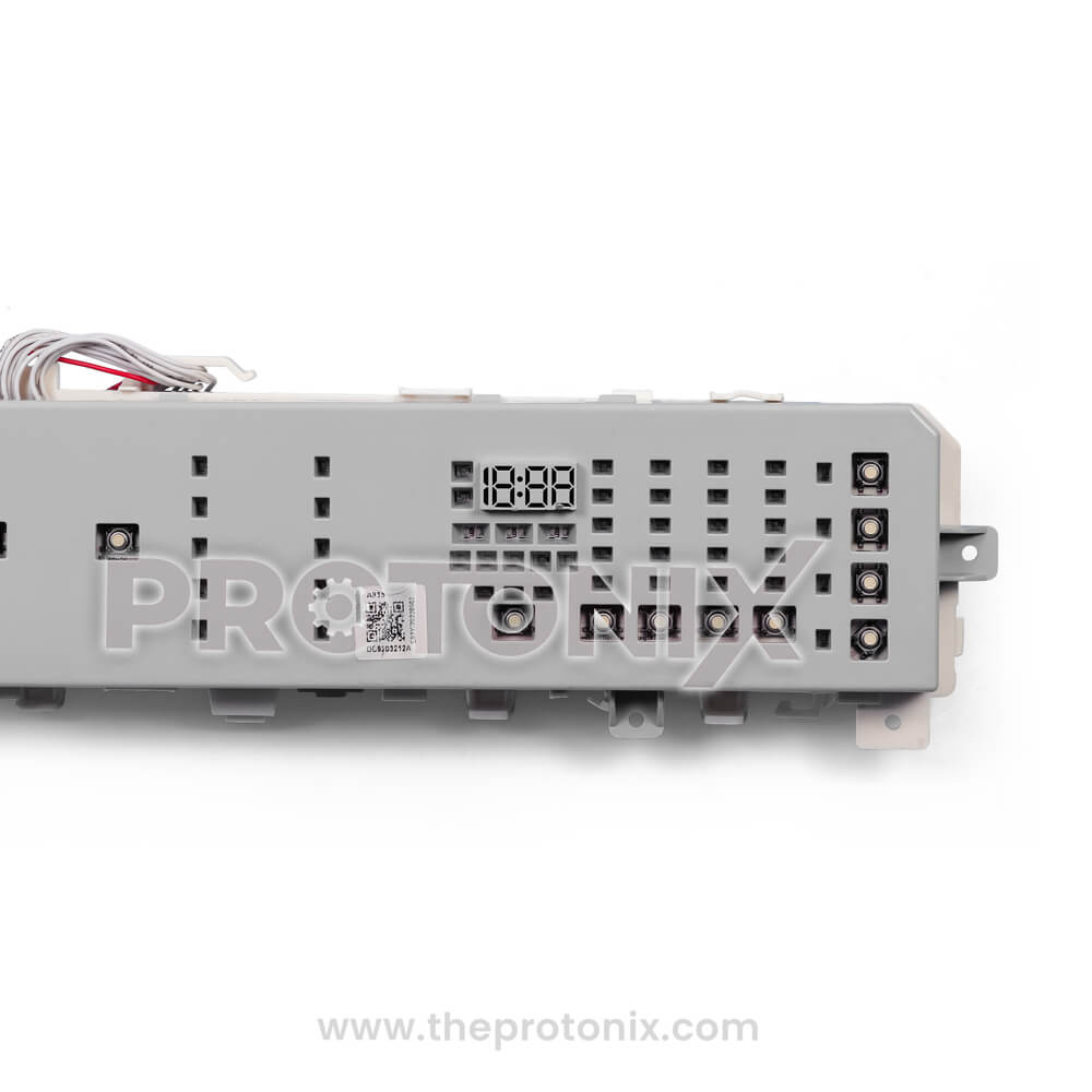 Half back profile of Samsung inverter top-load 12-button PCB (2-relay type-1) highlighting strong build
