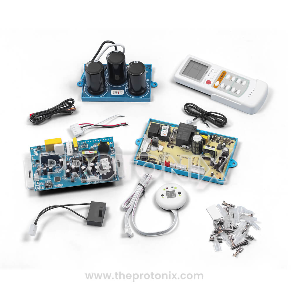 Front view of universal split AC PCB DC/AC inverter type with complete kit 
