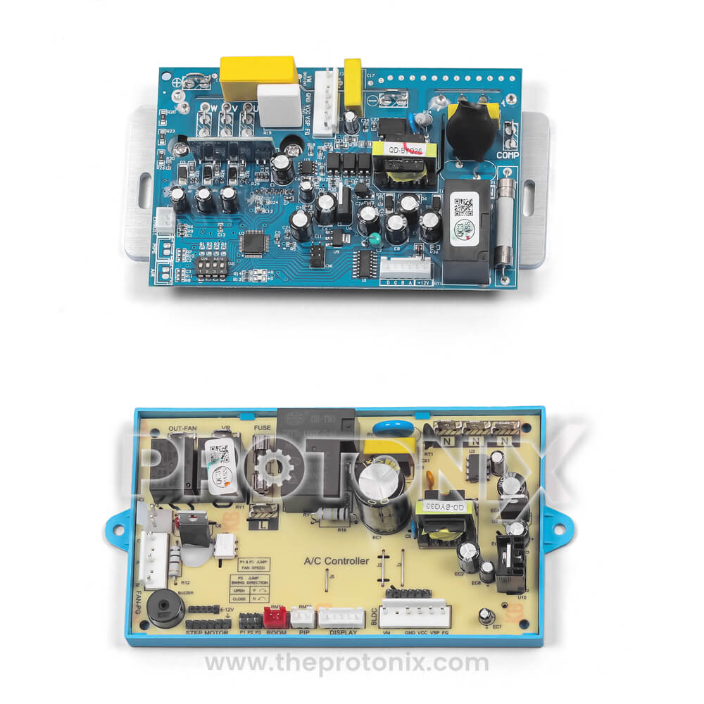 Top view of universal split AC PCB DC/AC inverter type with electronic parts and strong build