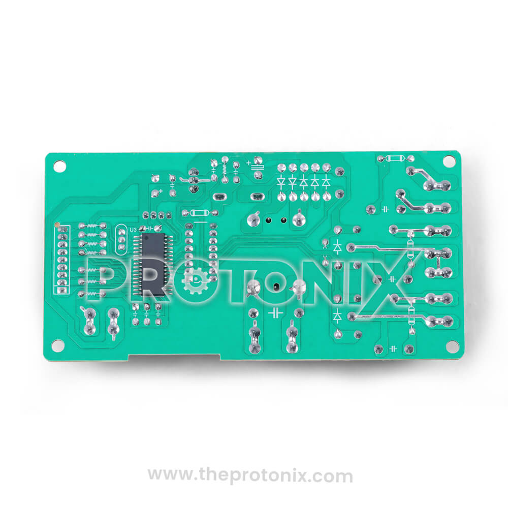 Back view of universal microwave oven PCB YM900MO highlighting board finish and solder points
