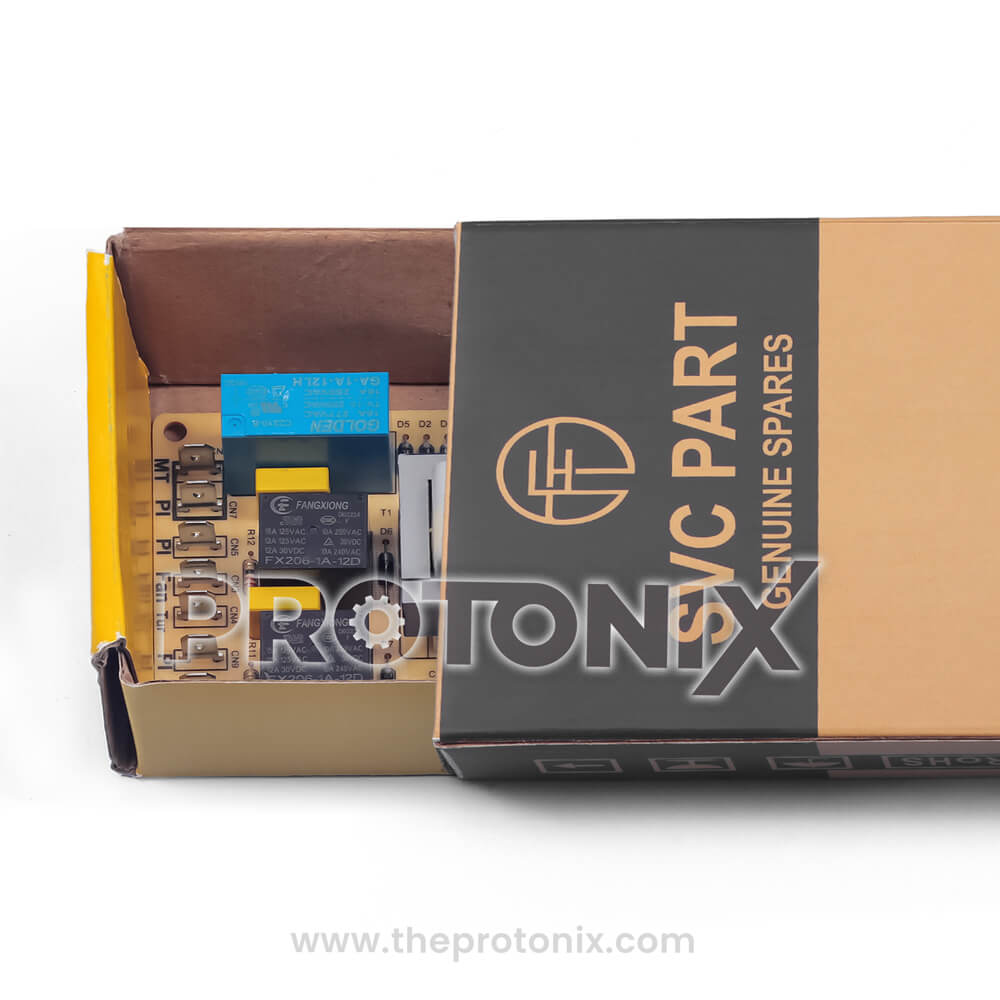 Universal microwave oven PCB YM900MO inside box for safe handling and storage