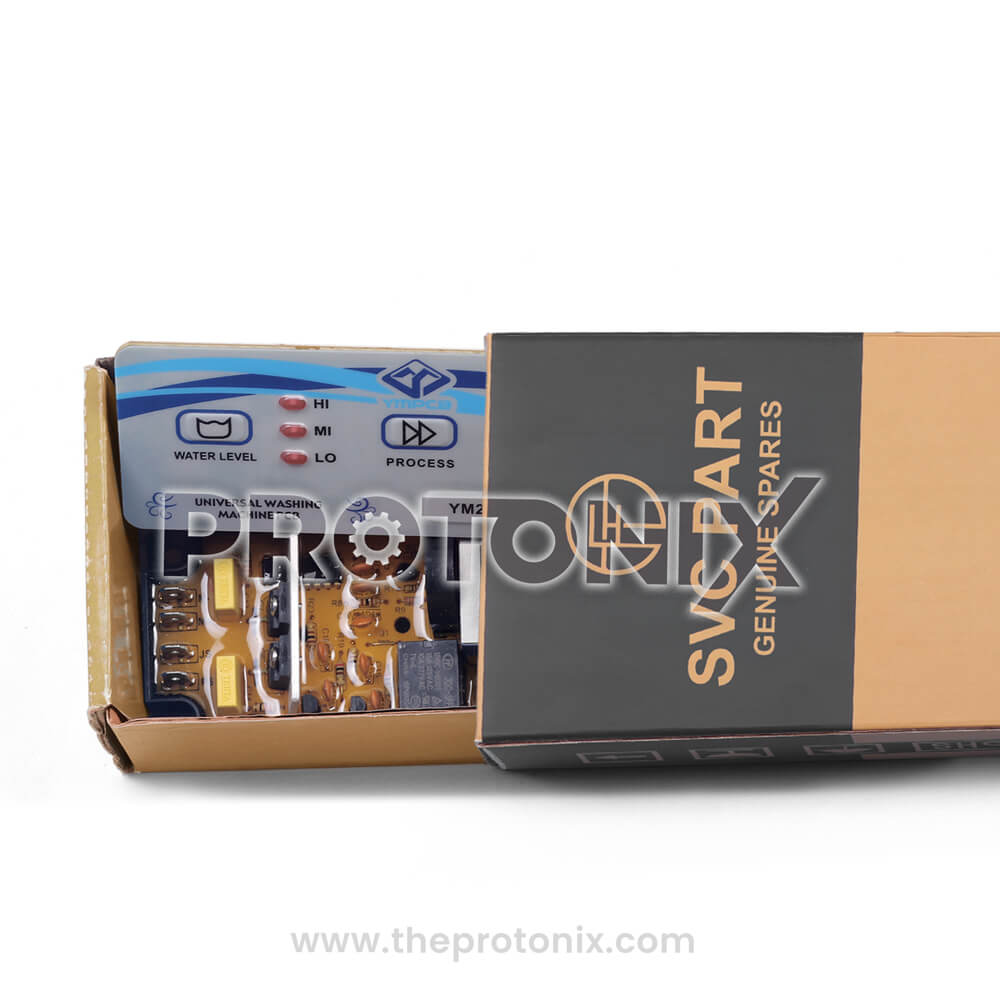 Universal top-load washing machine PCB YM200 inside box for safe handling and storage