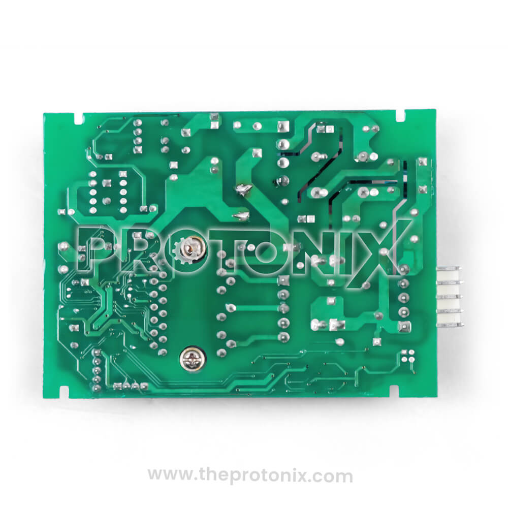 Back profile of Godrej inverter refrigerator PCB (model-specific) showing solder joints and wiring tracks