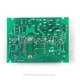 Back profile of Godrej inverter refrigerator PCB (model-specific) showing solder joints and wiring tracks
