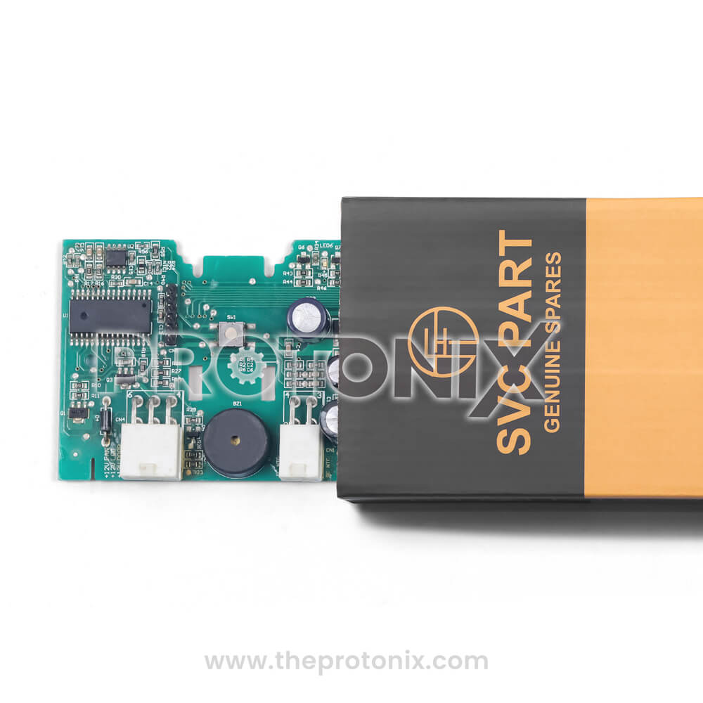 PCB for Godrej double-door refrigerator securely packed inside protective box for safe delivery
