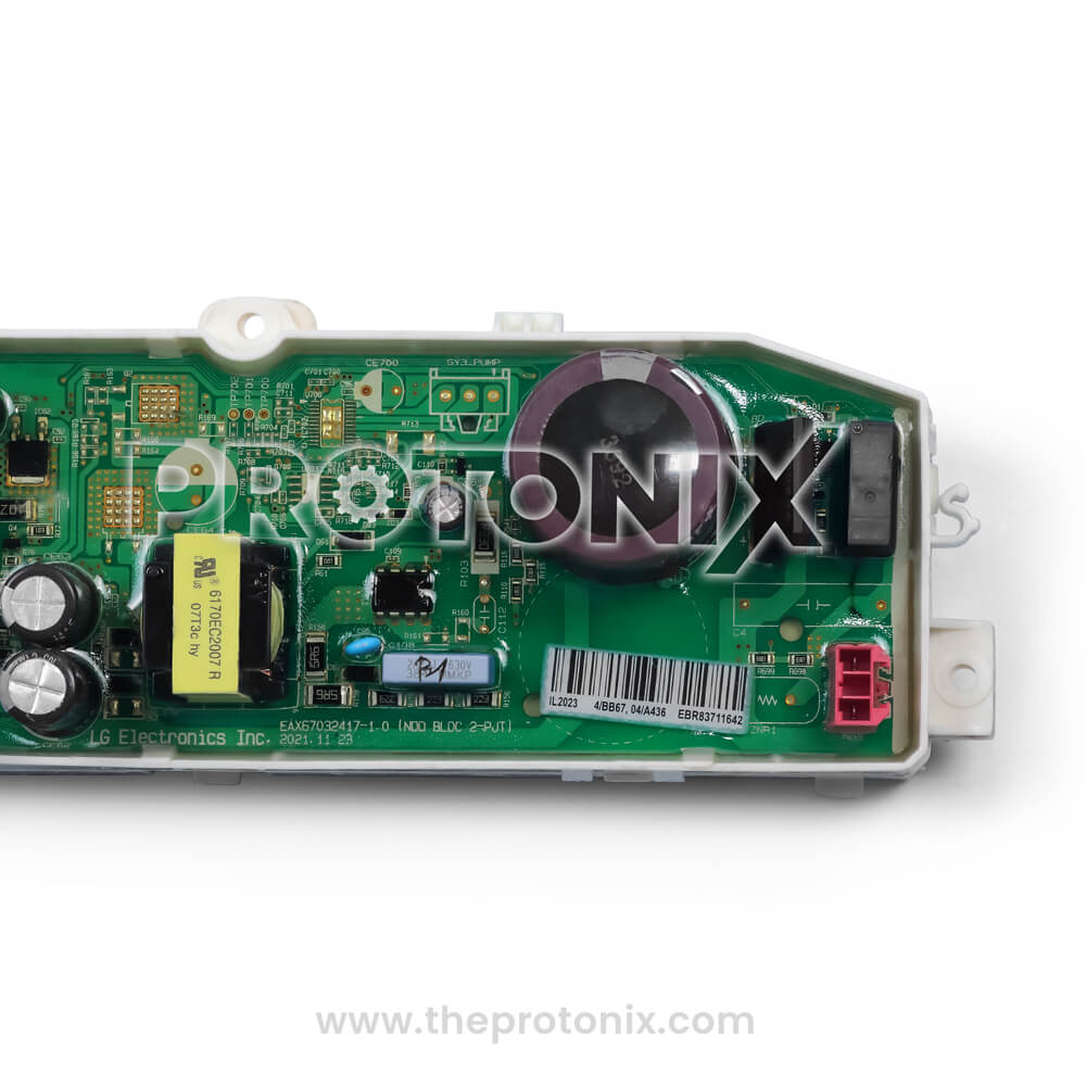 LG inverter top-load 5-button PCB strong build with durable capacitors and mounted relays