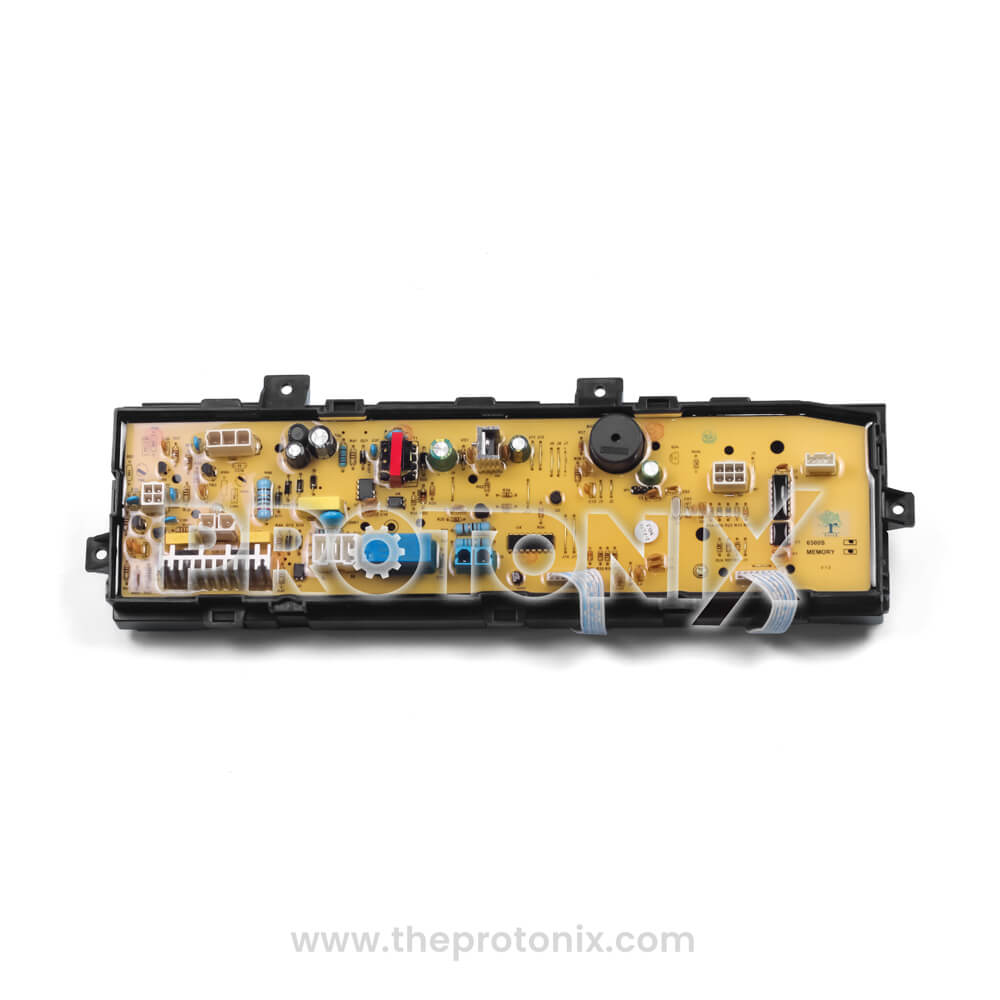 Front view of IFB top-load 7-button PCB (6500S)  showing relays, connectors and yellow board