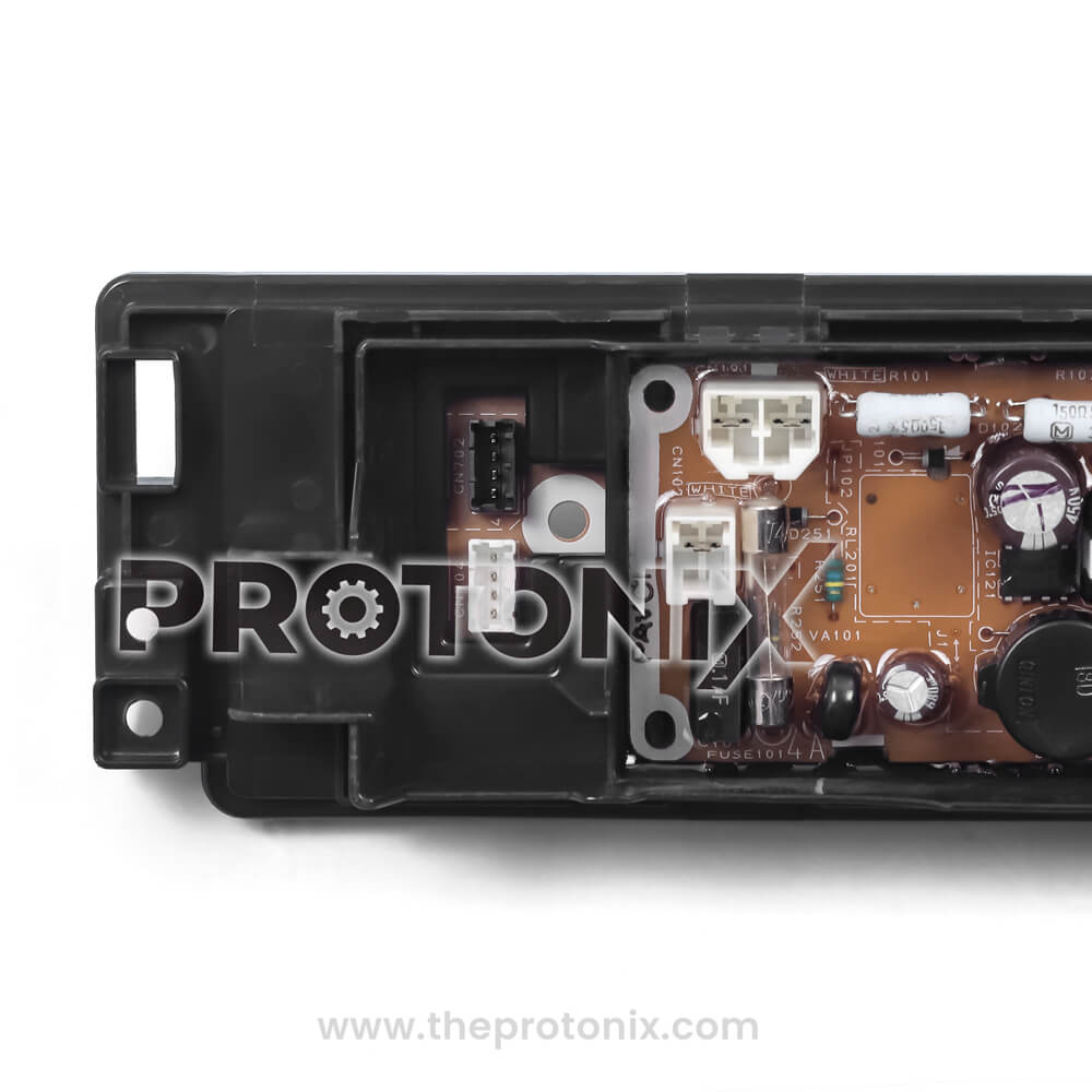 Panasonic top-load 10-button PCB partial shot focusing on ICs and wiring points