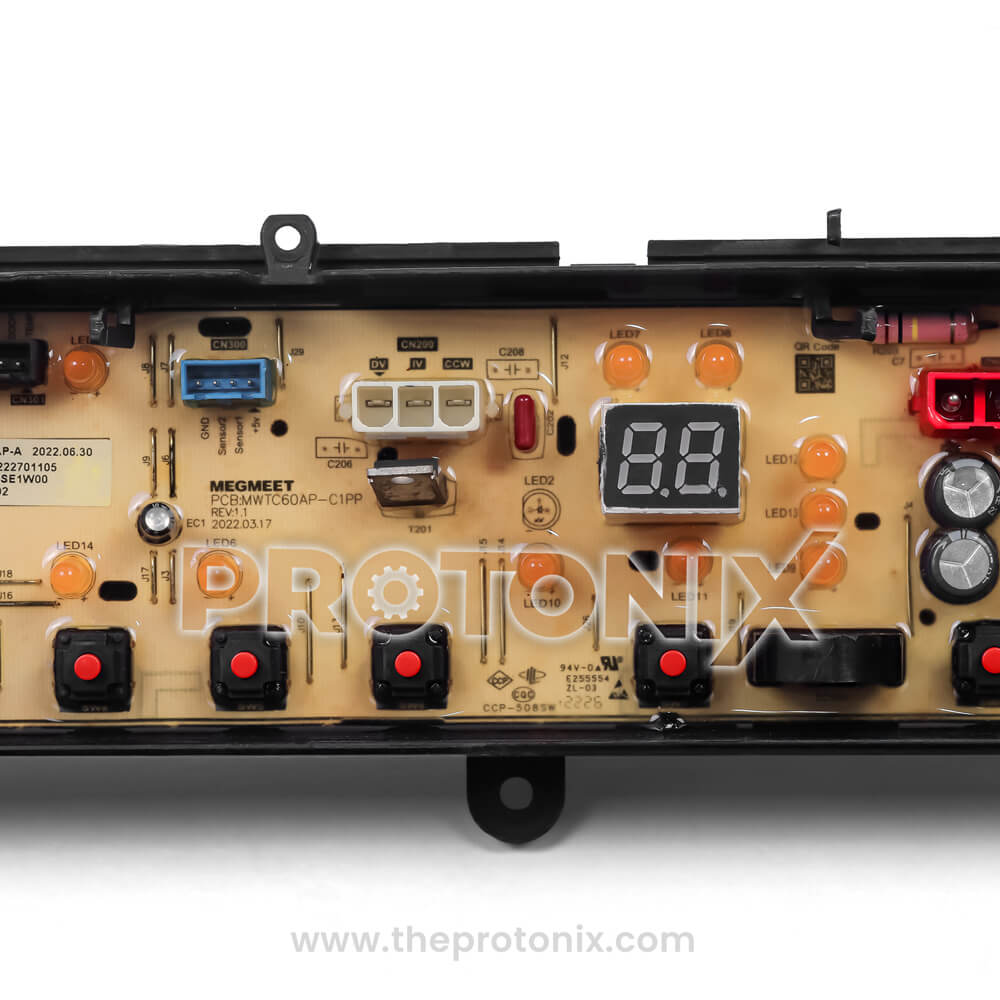 Panasonic top-load 7-button PCB with connector ports