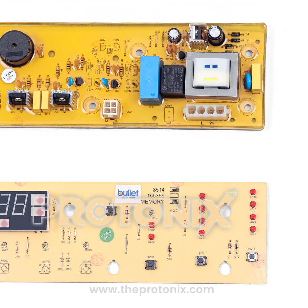 High quality of board and quality electronic parts used in Whirlpool H-80 top-load 7-button PCB