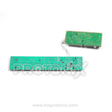 Back profile of Whirlpool 360 top-load 10-button PCB (147054) green board with dual PCBs joined through white ribbon cable