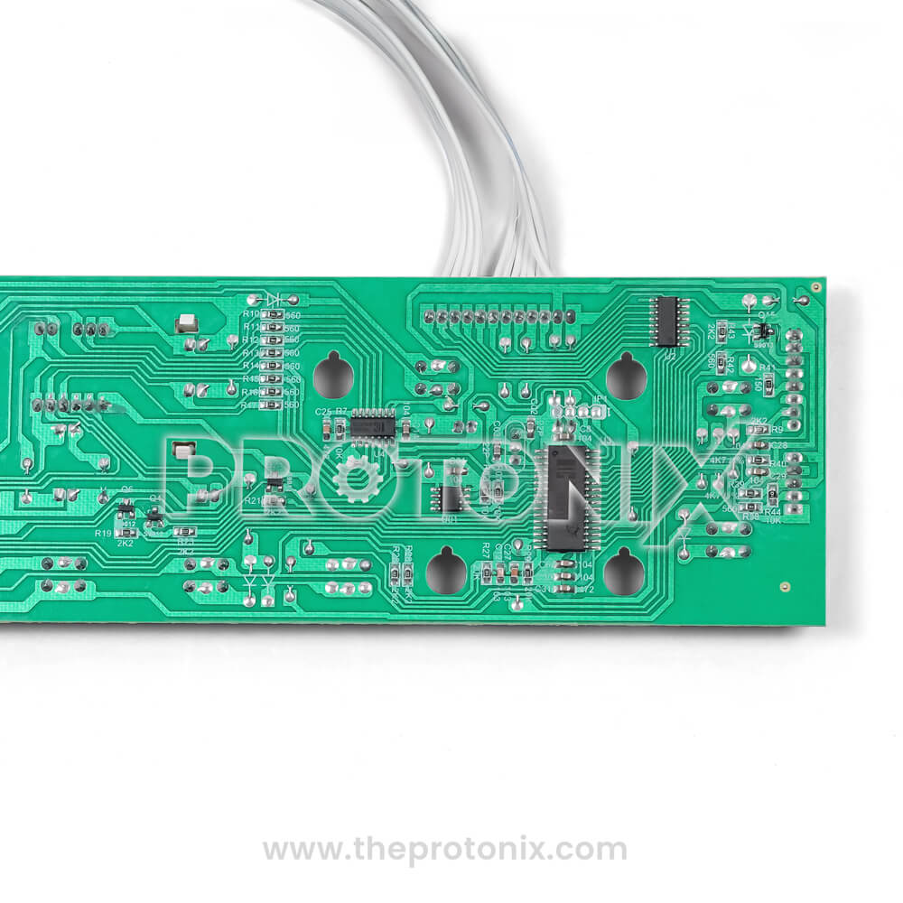 Whirlpool 360 top-load 10-button PCB (147054) green board with fine solder joints and printed track layout