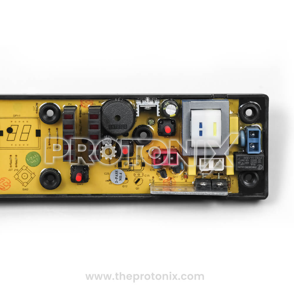 Close-up of Onida and Lloyd top-load 4-button PCB HD-E used in washing machines