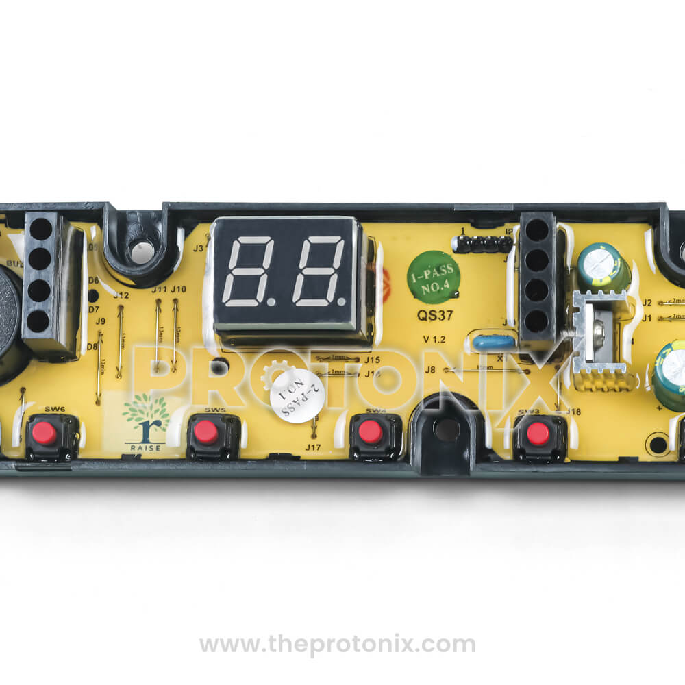 Top angle view of Lloyd top-load washing machine PCB (7-Button)