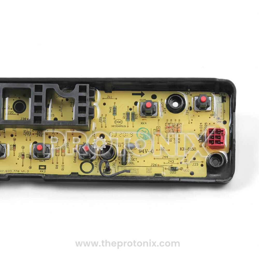 Close up view of Bosch inverter top-load 8-button PCB control board