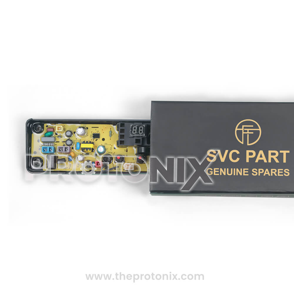 Bosch inverter top-load 8-button PCB placed securely inside box for safe transport