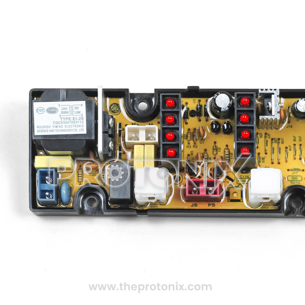 Side view of 4-button PCB for top-load washing machine (YM-HL328)