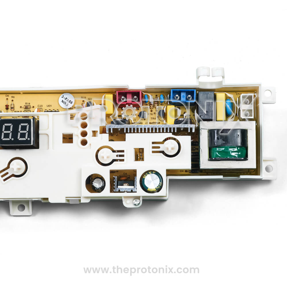 Component side view of Haier top-load 4-button PCB (YM-IND06) control unit