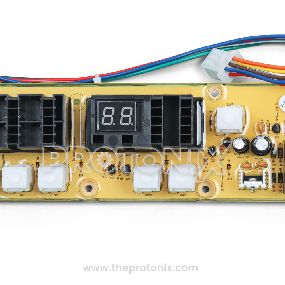 Close up view of Videocon top-load 7-button PCB (7SEGU225) control board