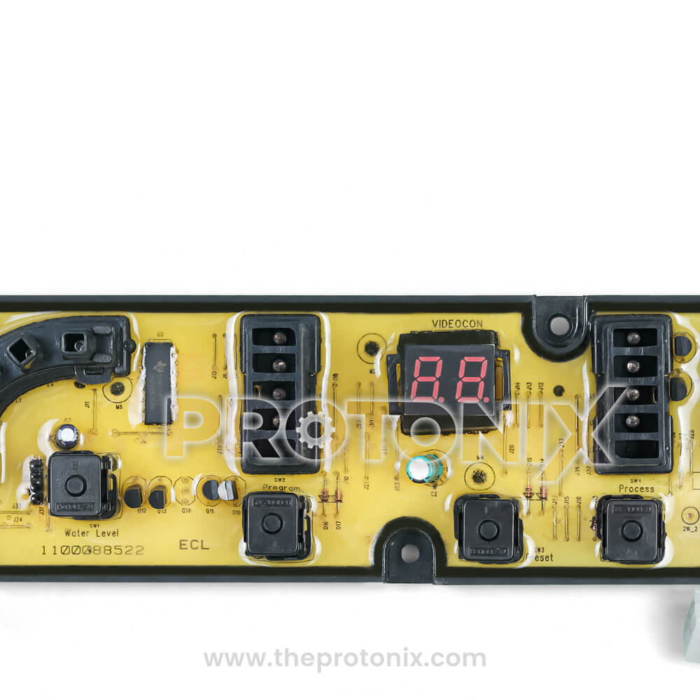 Top view of Videocon top-load 6-button PCB (Original) highlighting buttons