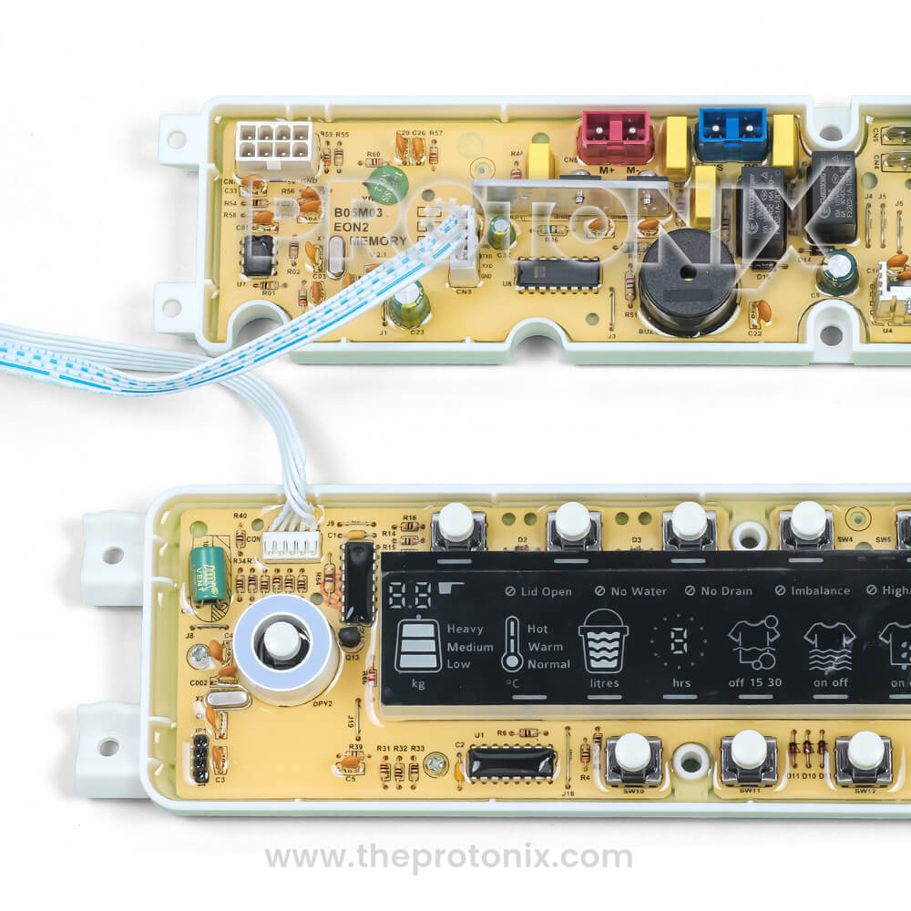 Electronic part of Godrej top-load washing machine PCB (EON2) showing wiring points